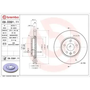 BREMBO 09.D391.11 Disco de freno (Unidad)