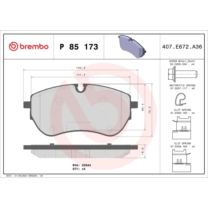 BREMBO P85173 Juego de pastillas de freno