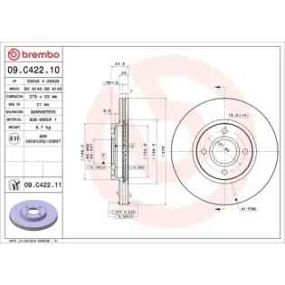 BREMBO 09.C422.11 Disco de freno (Unidad)