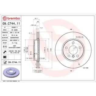 BREMBO 09.C744.11 Disco de freno (Unidad)