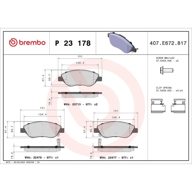 BREMBO P23178 Juego de pastillas de freno