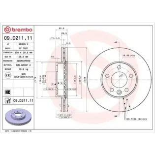 BREMBO 09.D211.11 Disco de freno (Unidad)