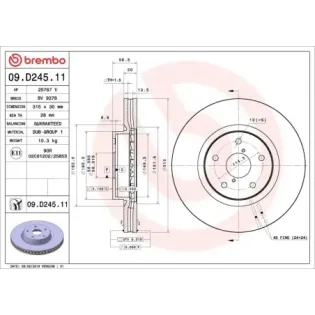 BREMBO 09.D245.11 Disco de freno (Unidad)