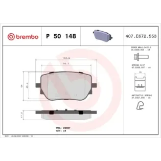 BREMBO P50148 Juego de pastillas de freno