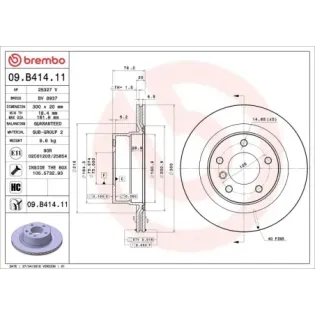BREMBO 09.B414.11 Disco de freno (Unidad)