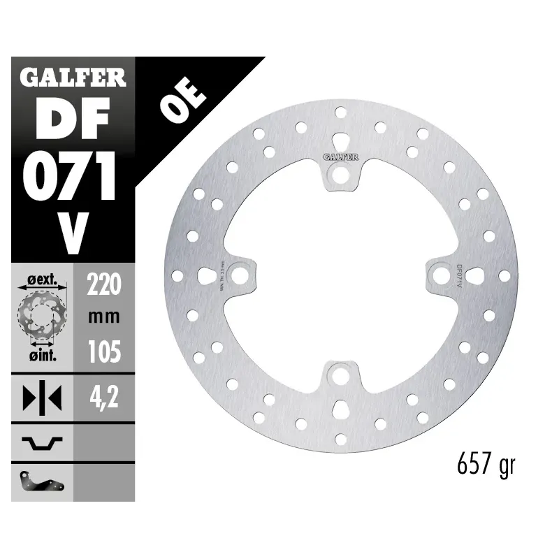 Disco de freno Galfer fijo redondo 220X4.2MM - DF071V