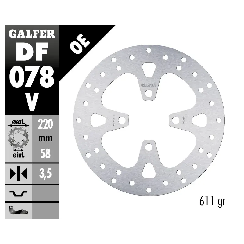 Disco de freno Galfer fijo redondo 220X3.5MM - DF078V