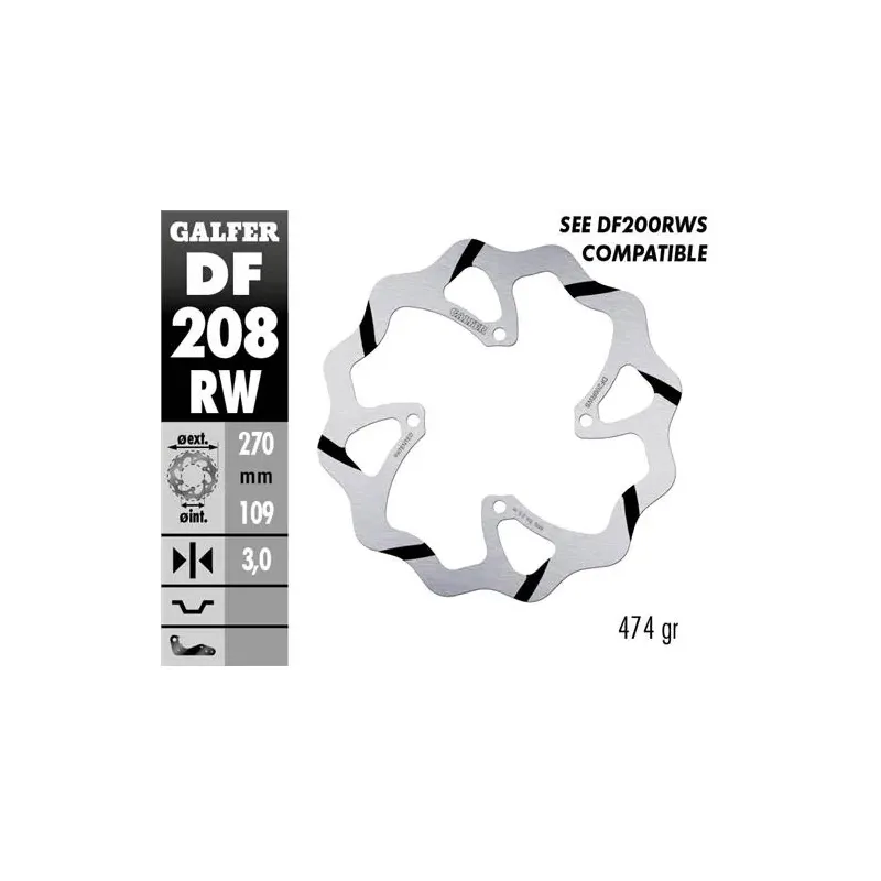Disco freno moto Galder Wave fijo 270X3mm DF208RW