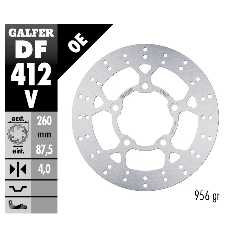 Disco de freno Galfer fijo redondo 260X4MM - DF412V