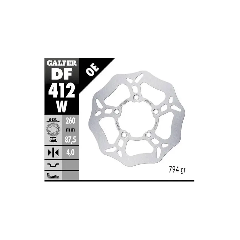 Disco freno moto Galfer Wave fijo 260x4mm DF412W