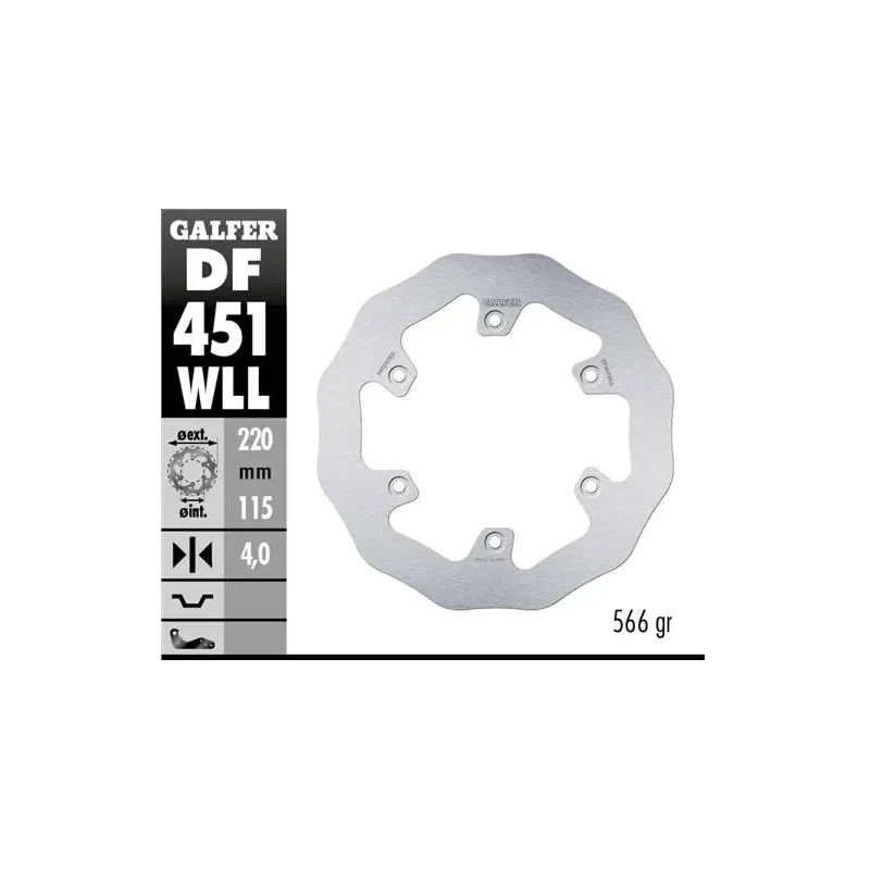 Disco freno moto Galder Wave fijo sólido DF451WLL