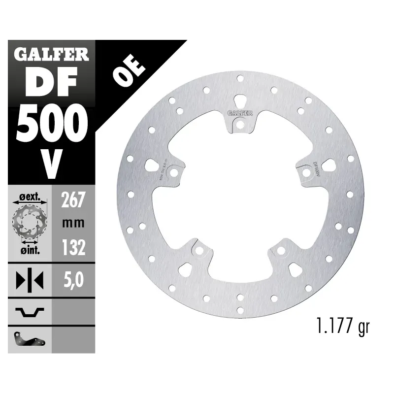 Disco de freno Galfer fijo redondo 267X5MM - DF500V