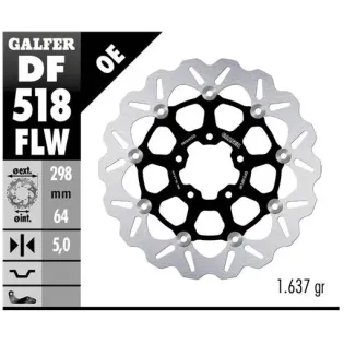 Disco freno moto Galfer Wave flotante 298x5mm DF51