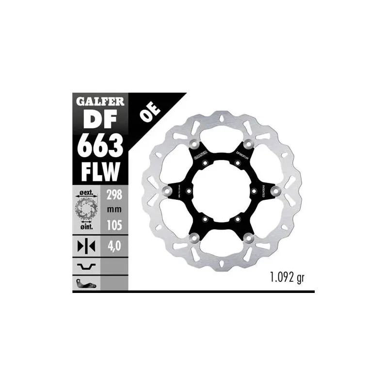 Disco freno moto Galfer Wave flotante 298x4mm DF66