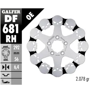 Disco freno moto Galfer Skull Design fijo DF681RH