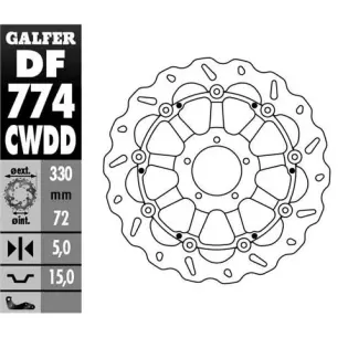 Disco freno moto Galfer Wave flotante Compl. recho