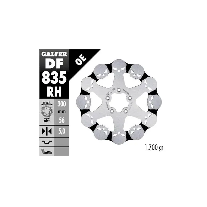 Disco freno moto Galfer Skull Design fijo DF835RH