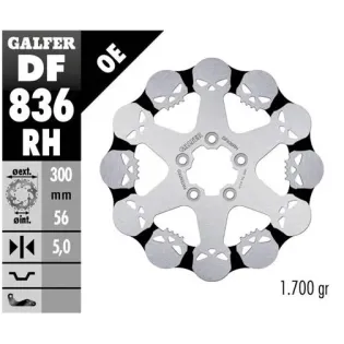 Disco freno moto Galfer Skull Design fijo DF836RH