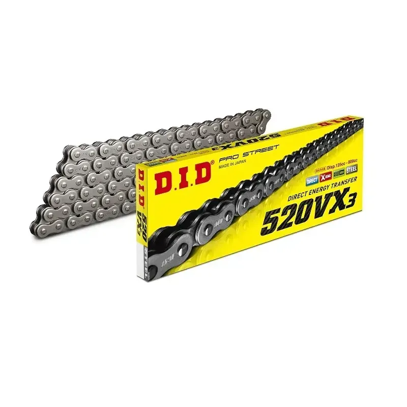 Cadena DID 520 VX3 118 pasos color acero con remache - 28831225Z