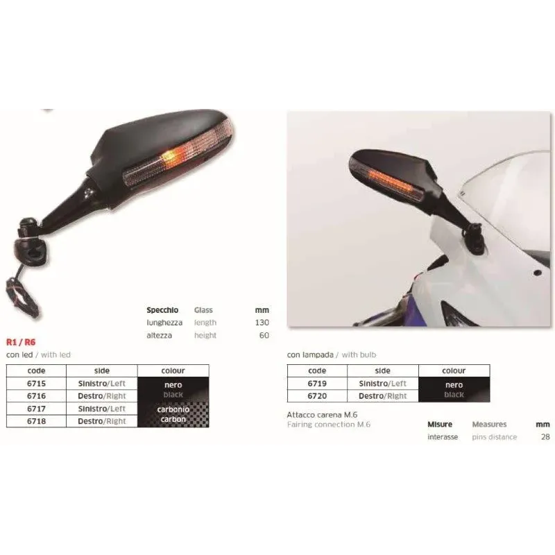 Espejo R1-R6 Izq. Carbono - FAR6717