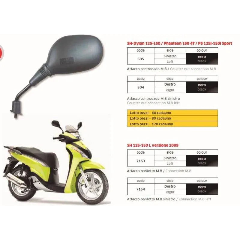 Espejo Derecho Honda Sh 125-150I 2009 - FAR7154