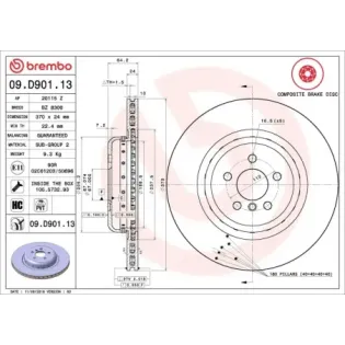 BREMBO 09.D901.13 Disco de freno (Unidad)