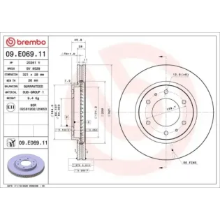 BREMBO 09.E069.11 Disco de freno (Unidad)