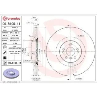 BREMBO 09.R105.11 Disco de freno (Unidad)