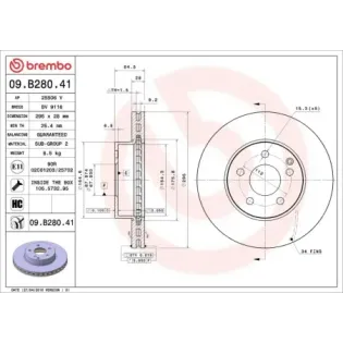 BREMBO 09.B280.41 Disco de freno (Unidad)