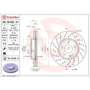 BREMBO 09.B436.51 Disco de freno (Unidad)