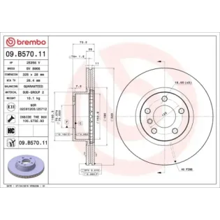 BREMBO 09.B570.11 Disco de freno (Unidad)