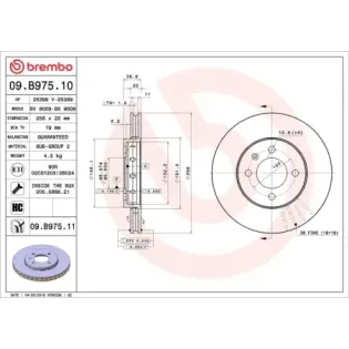 BREMBO 09.B975.10 Disco de freno (Unidad)