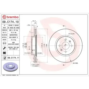 BREMBO 09.C174.10 Disco de freno (Unidad)