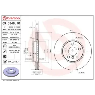 BREMBO 09.C349.11 Disco de freno (Unidad)
