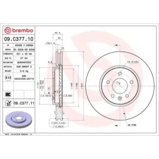 BREMBO 09.C377.11 Disco de freno (Unidad)