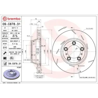 BREMBO 09.C878.31 Disco de freno (Unidad)