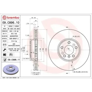 BREMBO 09.C896.11 Disco de freno (Unidad)