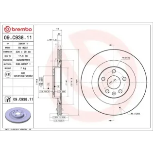 BREMBO 09.C938.11 Disco de freno (Unidad)