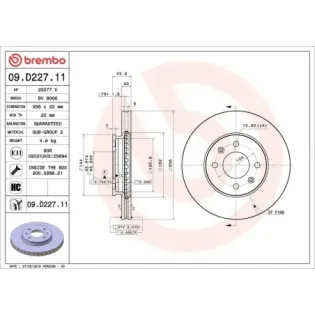 BREMBO 09.D227.11 Disco de freno (Unidad)