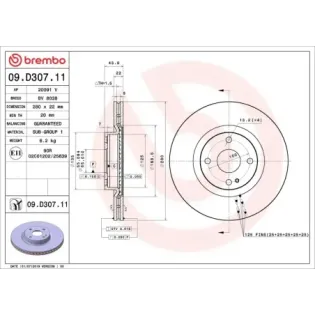 BREMBO 09.D307.11 Disco de freno (Unidad)