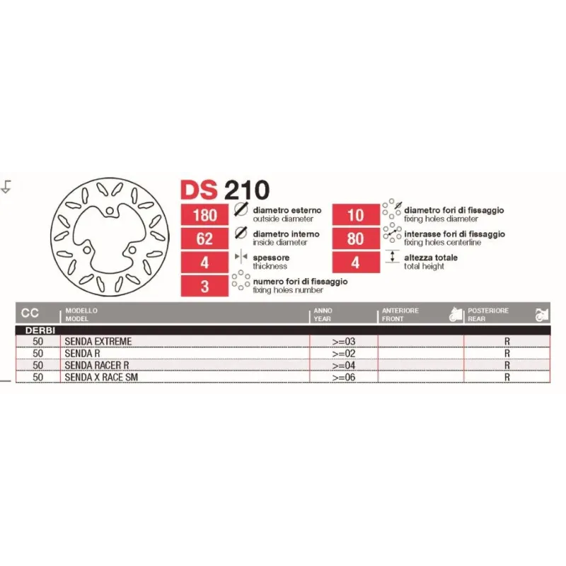 Discos De Freno Tras Derbi Senda-R-Extreme - DS210