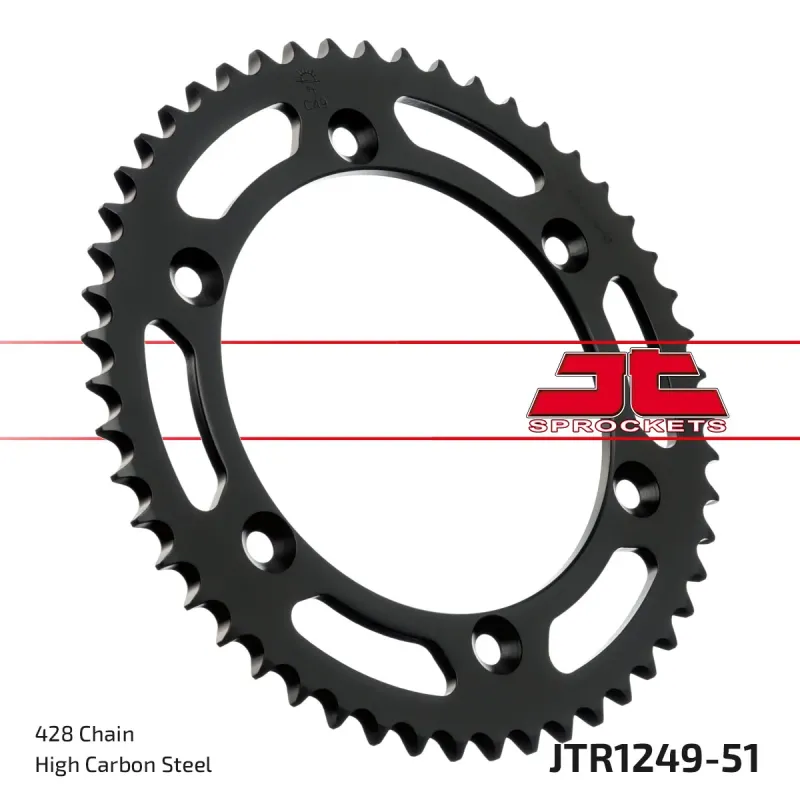 Corona moto JT Sprockets de acero de 51 dientes JTR1249.51