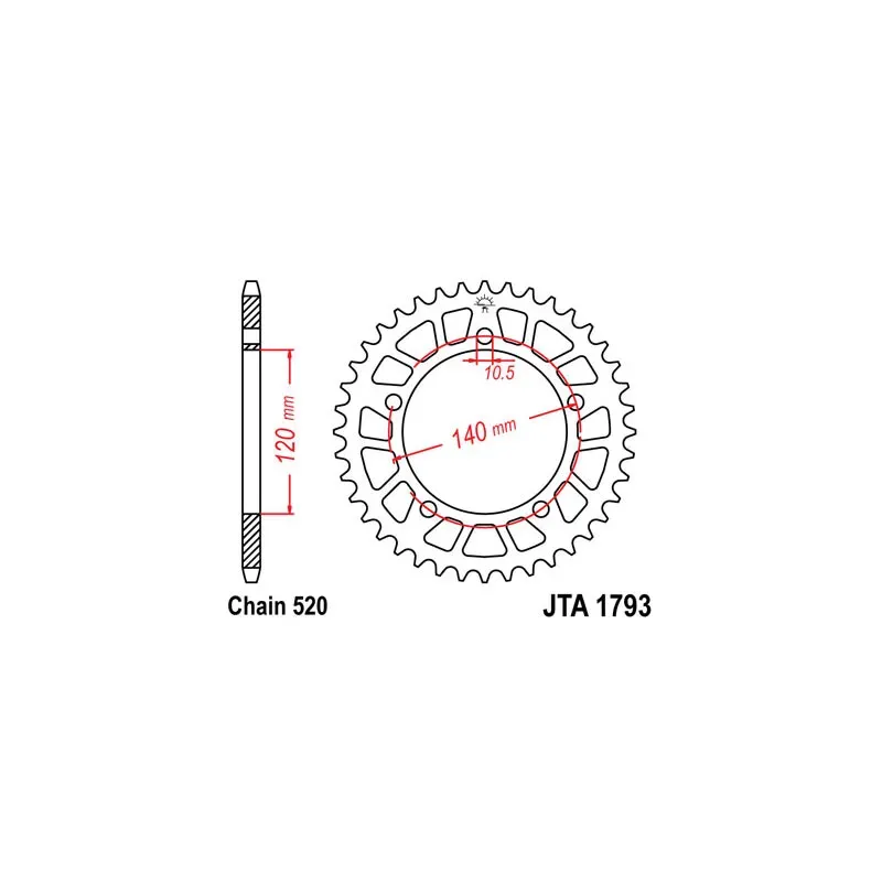Corona moto JT Sprockets de acero de 44 dientes 179344ALJTS