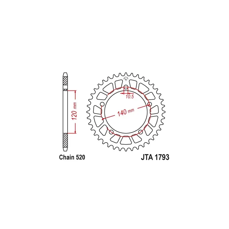 Corona moto JT Sprockets de acero de 47 dientes 179347ALJTS