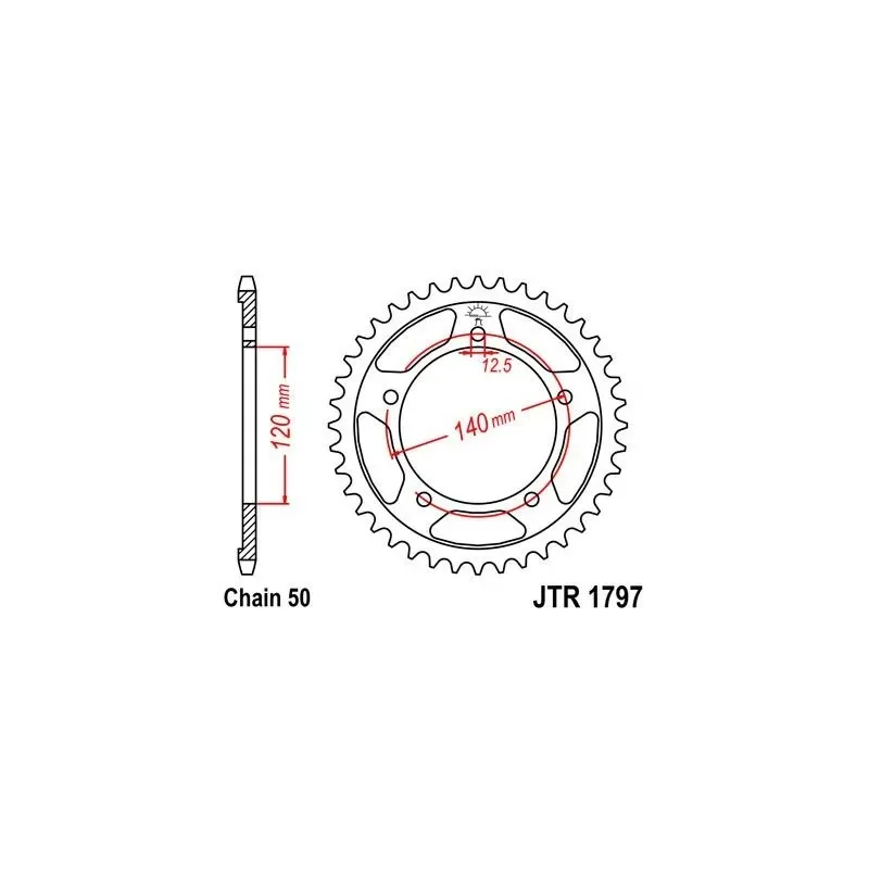 Corona moto JT Sprockets de acero de 40 dientes 179740JTS