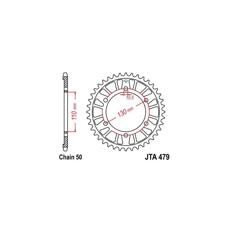 Corona moto JT Sprockets de acero de 45 dientes JTR479.45