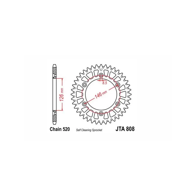 Corona de aluminio JT Sprockets moto 50 dientes P.520 JTR808.50AL