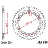 Corona moto JT Sprockets de acero de 50 dientes JTA896.50AL