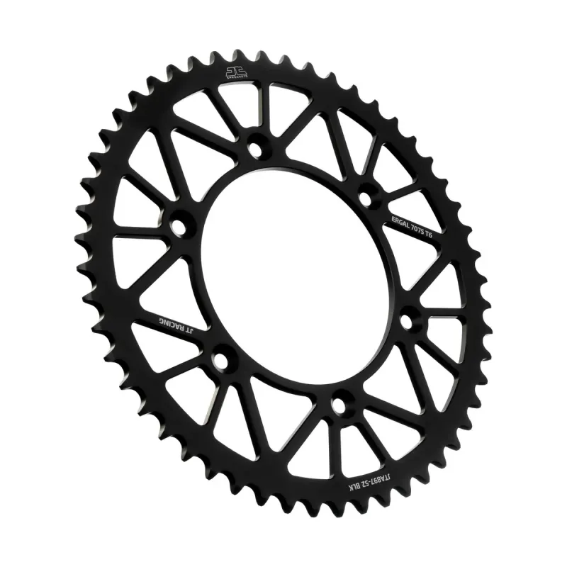 Corona moto JT Sprockets 52 dientes P.520 aluminio negro JTA897.52BLK