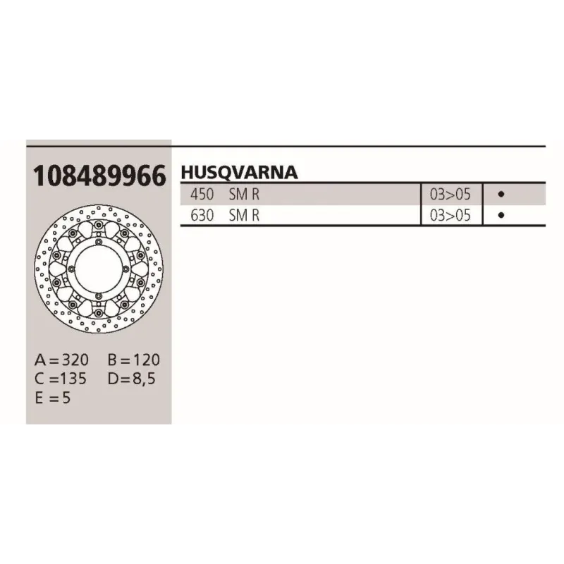 Disco de freno Brembo Genuine  Husqvarna SMR 108489966